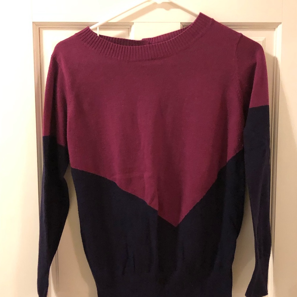 41 Hawthorn Color Block Sweater With Button Back - image 1
